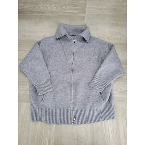 Commense Full Zip Knit Sweater Gray High Neck Cardigan Women's XS